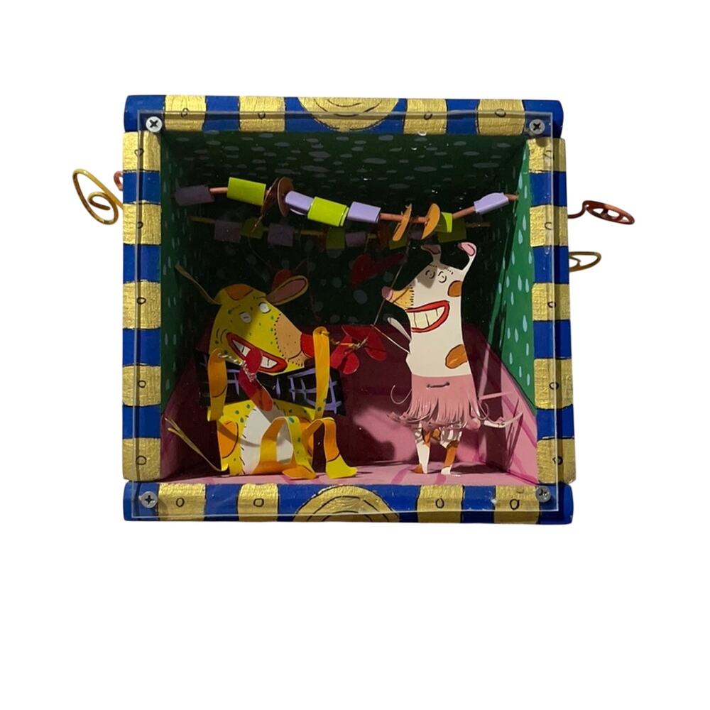 Wall art 3D box “idiot box” Marti 1996 vintage pig tutu animal about 10x10x8